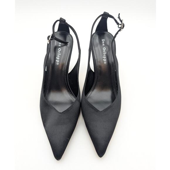 Dee Ocleppo Austin Pointed Toe Heels Pump Women's Black Satin Size US7 EU38 - Picture 10 of 11
